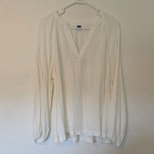 Old Navy White Long Sleeve Pleated Blouse